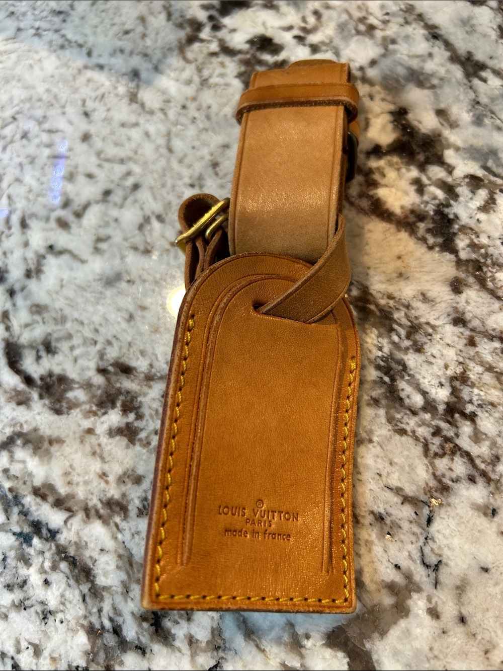 Louis Vuitton Brown Leather Luggage Tag and Strap